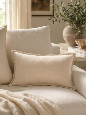 Quince European Linen Flange Edge Pillow Cover 12x20 Natural | Sold Out